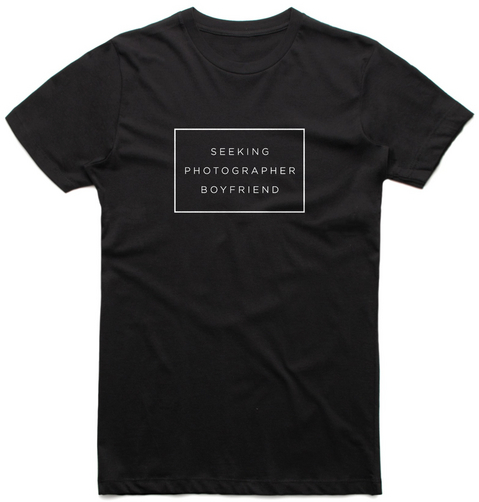 Seeking Photographer Boy Friend Black T-Shirt Front