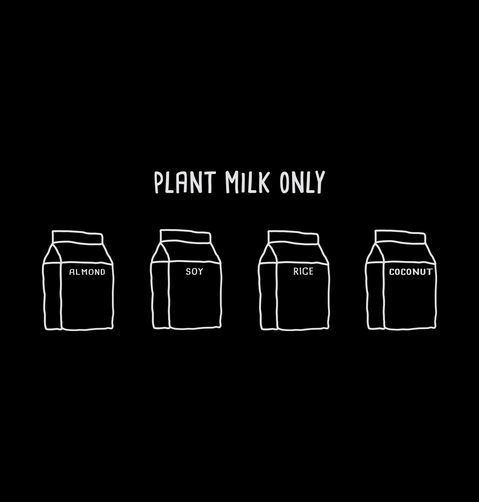 Plant Milk Only Almond Soy Rice Coconut Black Camiseta Back