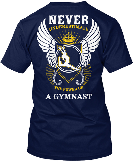 Never Underestimate The Power Of A Gymnast Navy Camiseta Back