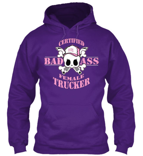 Certified Badass Female Trucker  Purple Camiseta Front