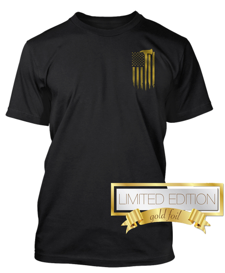 Gold Axe Firefighter  Black T-Shirt Front