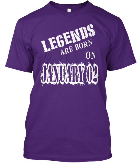 Legends Are Born On January 02 Purple áo T-Shirt Front