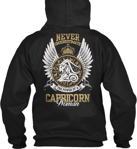 Never Underestimate The Power Of A Carpricorn Woman Black áo T-Shirt Back