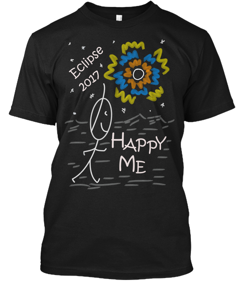 Eclipse 2017 Happy Me Black T-Shirt Front