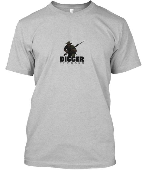 Digger Threads Light Heather Grey  T-Shirt Front