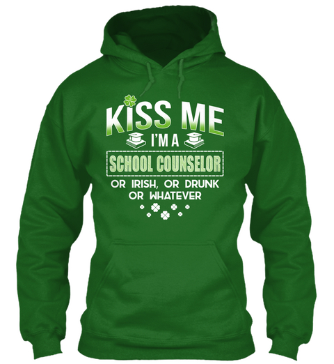 Kiss Me. I'm An Irish School Counselor Irish Green áo T-Shirt Front