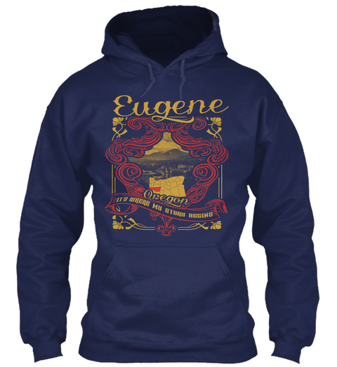 Eugene Oregonits Where My Story Begins Navy Maglietta Front
