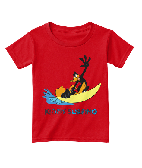 Kids Surfing Tshirt Red  T-Shirt Front
