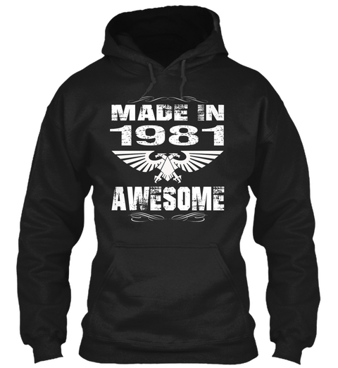 Birth Year 1981 Born In 1981 Black T-Shirt Front