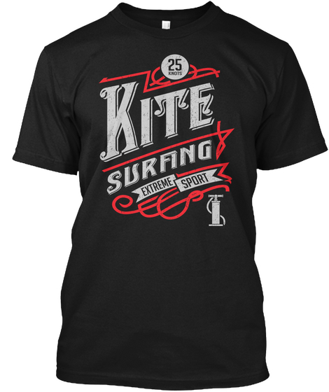 Kitesurfing Retro T Shirt Black Camiseta Front