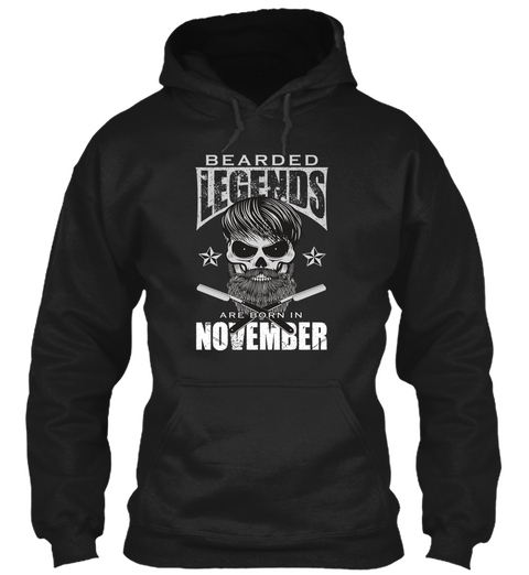 Bearded Legends Are Born In November Black Camiseta Front
