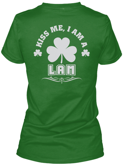 Kiss Me I Am Lam Thing T Shirts Irish Green T-Shirt Back