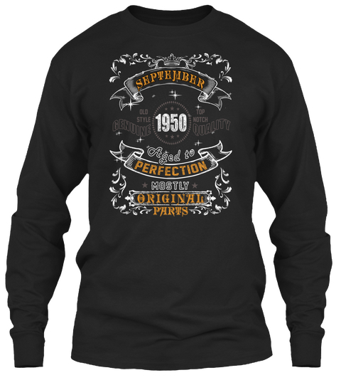 1950   September Aged To Perfection Black T-Shirt Front