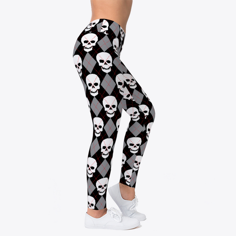Ugly Sweater Leggings With Skulls Black Maglietta Right