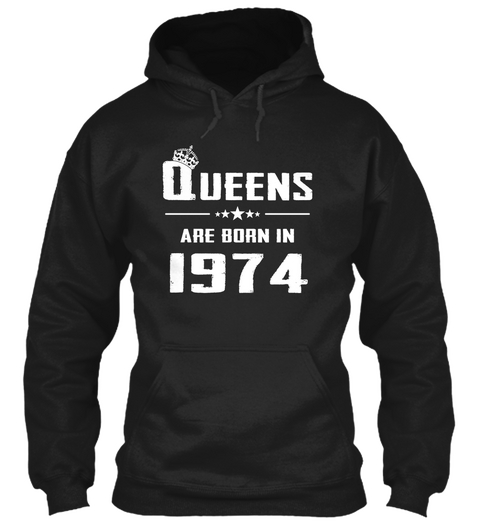 Queens Are Born In 1974 Black T-Shirt Front