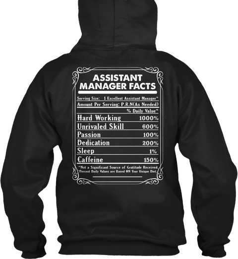 Assistant Manager Facts Black áo T-Shirt Back