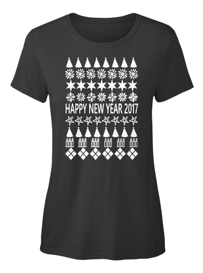 Happy New Year 2017 Black T-Shirt Front