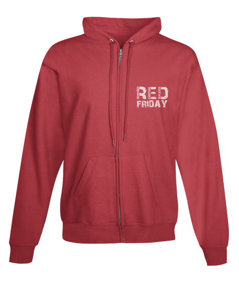 Red Friday Zi P Up Hoodie New Design Xmt Deep Red T-Shirt Front