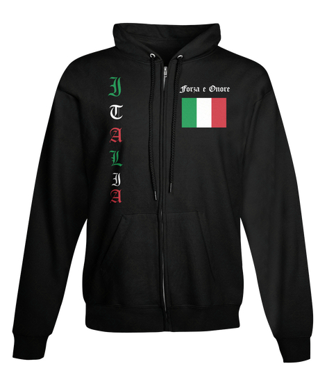 Italia Forsa E Onore  Black Camiseta Front