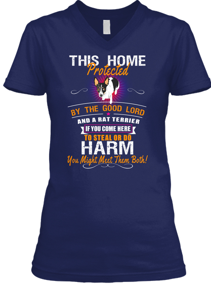 Home Protected A Rat Terrier Navy áo T-Shirt Front