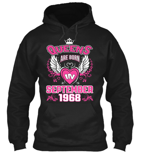 Queens Are Born In September 1968 Black áo T-Shirt Front