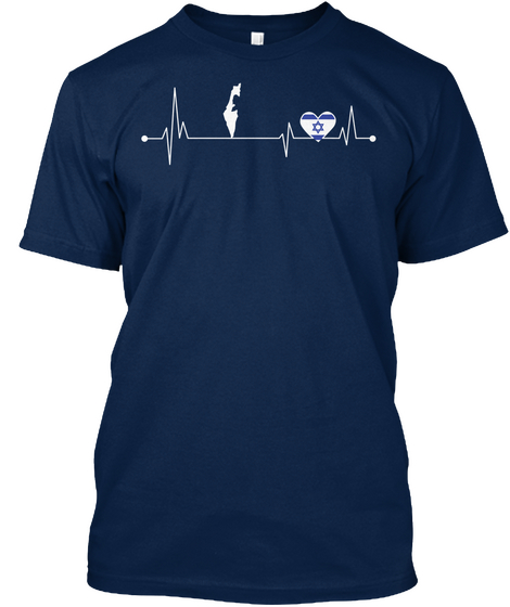 Israel Hearbeat Navy T-Shirt Front