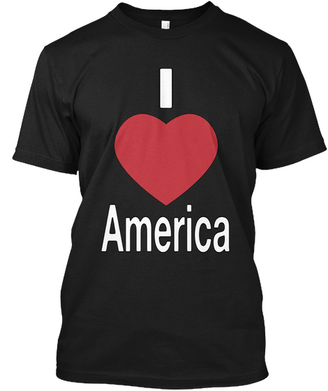 I Love America Black T-Shirt Front