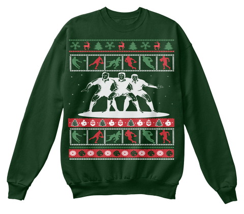 Rugby Football Ugly Christmas Shirt Deep Forest  T-Shirt Front