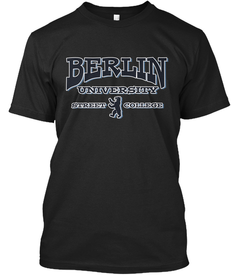 Berlin University Street College Black T-Shirt Front