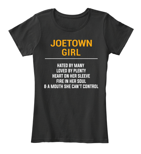 Joetown Wv Girl   Heart On Sleeve. Customizable City Black áo T-Shirt Front