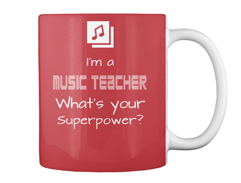 I'm A Music Teacher What's Your Superpower? Bright Red T-Shirt Back