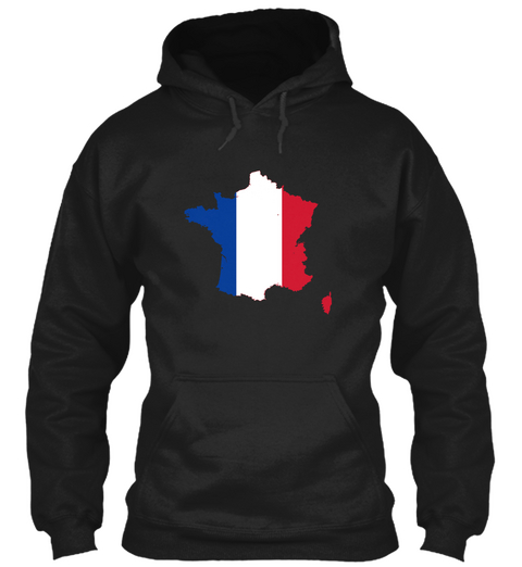 France Map Flag Pride Black áo T-Shirt Front