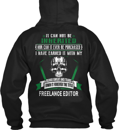 Freelance Editor Black T-Shirt Back