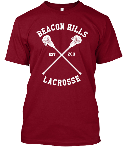 Beacon Hills Est. 2011 Lacrosse Cranberry áo T-Shirt Front