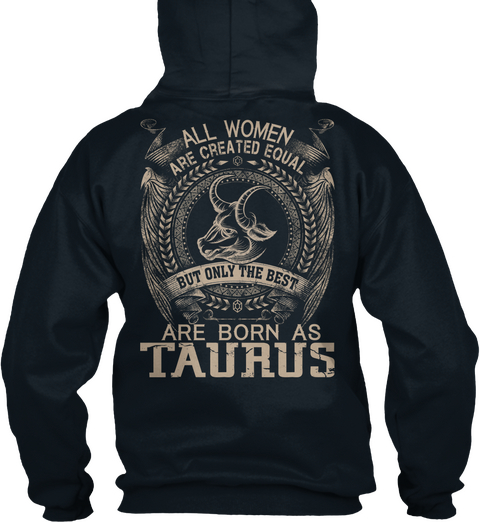 All Women Are Created Eoual But Only The Best Are Born As Taurus French Navy T-Shirt Back