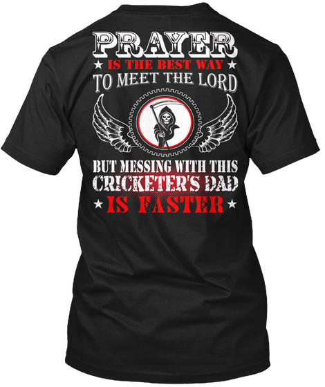 Cricketer's Dad Black T-Shirt Back