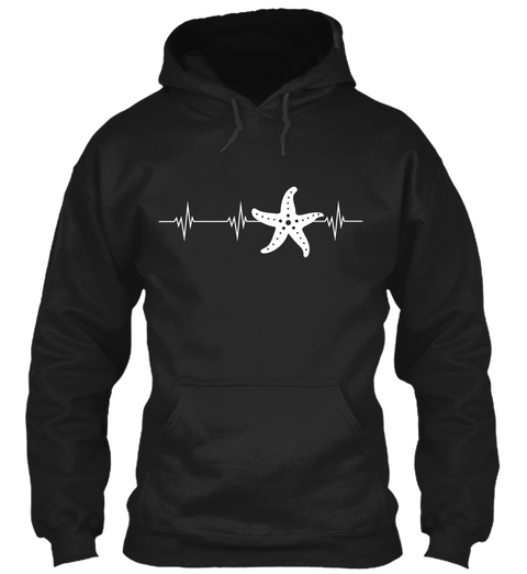 Starfish Heartbeat Black T-Shirt Front