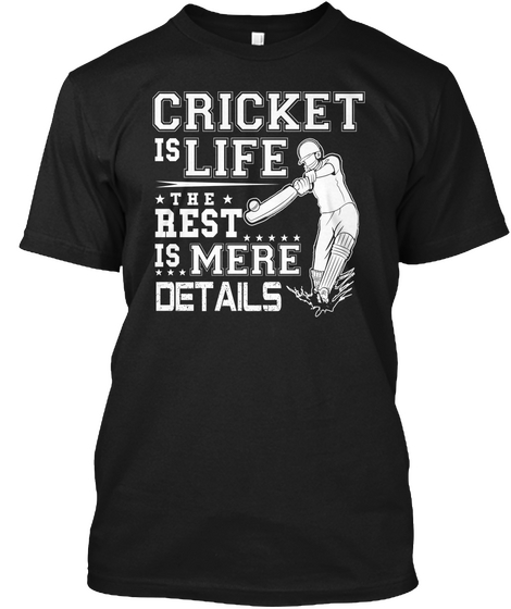 Cricket Is Life Black T-Shirt Front
