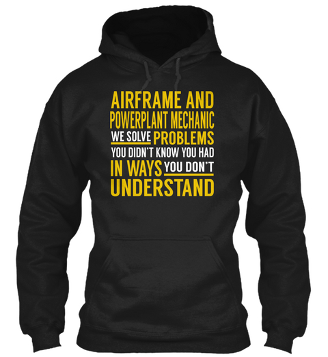 Airframe And Powerplant Mechanic Black T-Shirt Front