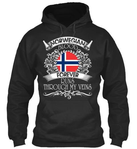Norwegian Blood Forever Runs Through My Veins Jet Black T-Shirt Front