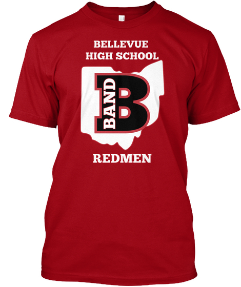 Bellevue High School Band Redmen Deep Red áo T-Shirt Front