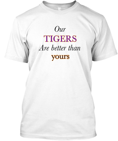 Purple And Gold Tigers White T-Shirt Front