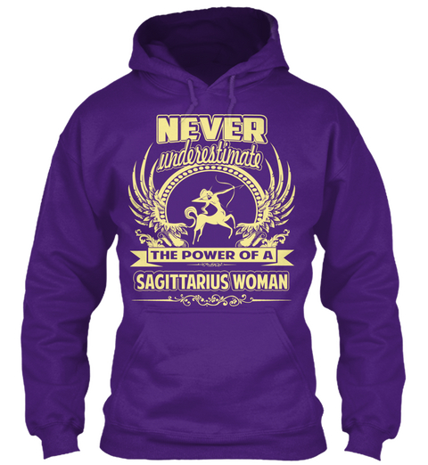 Never Underestimate The Power Of A Sagittarus Woman  Purple T-Shirt Front