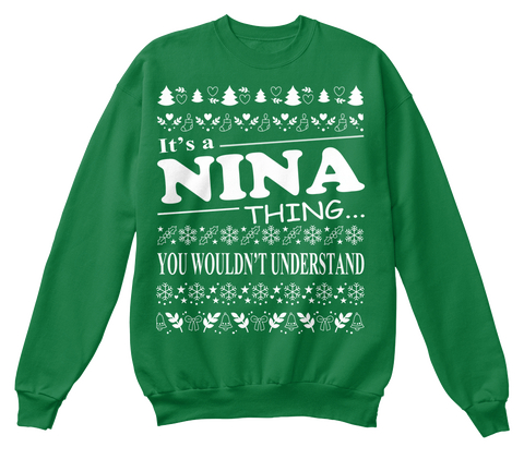 Nina Thing   Christmas T Shirt Kelly Green  Camiseta Front