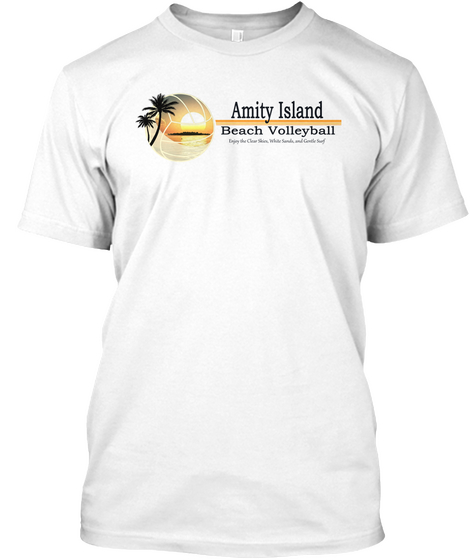 Amity Island Beach Volleyball White áo T-Shirt Front
