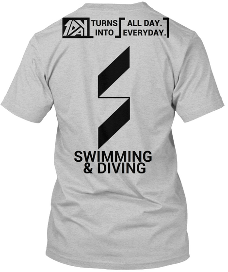 1 Day Sport: Swimming And Diving Light Heather Grey  T-Shirt Back