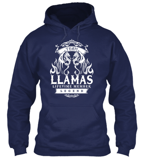 Team Llamas Lifetime Member Legend Navy T-Shirt Front