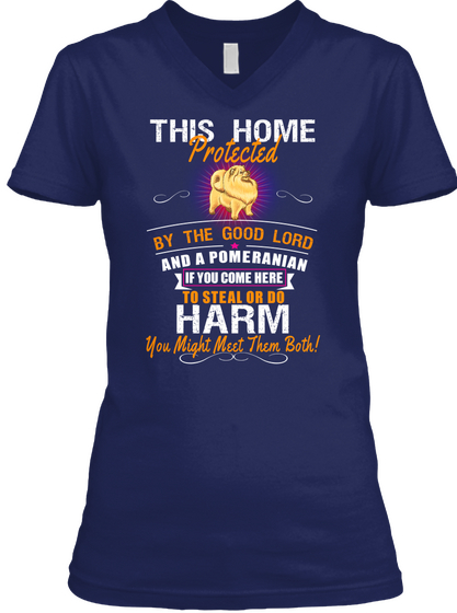 Home Protected A Pomeranian Navy Camiseta Front