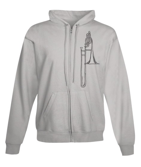 Bass Trombone (Zip Up Hoodie) Light Steel T-Shirt Front