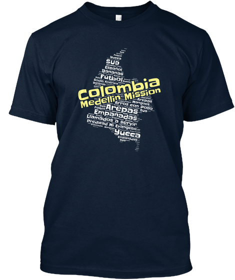 Sud Futbol Colombia Medelin Mission Arepas Empanadas Yucca New Navy Camiseta Front